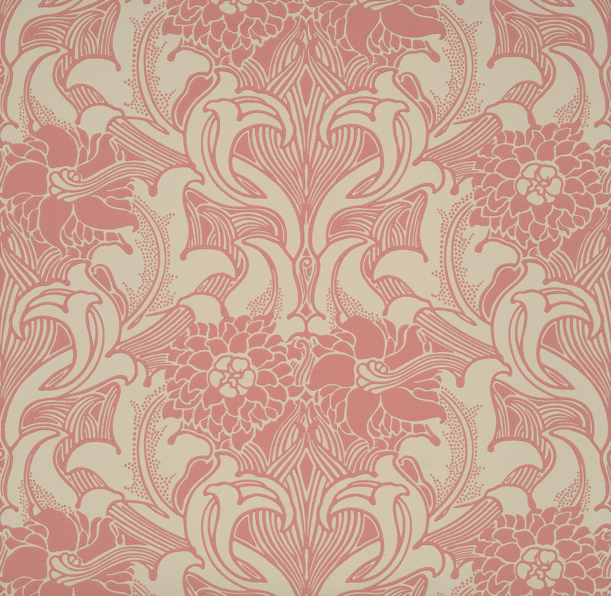 Dahlia Scroll - Carmine by Little Greene - luxury wallpaper