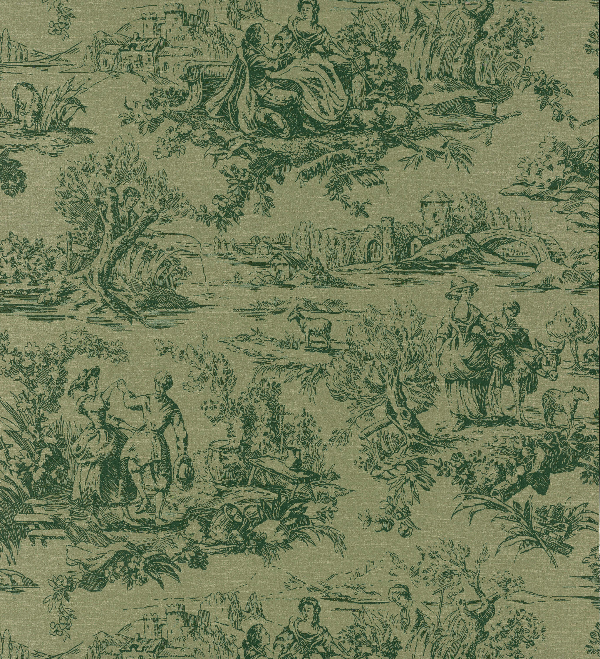 Lovers' Toile - Dark Brunswick Green by Little Greene - luxury wallpaper