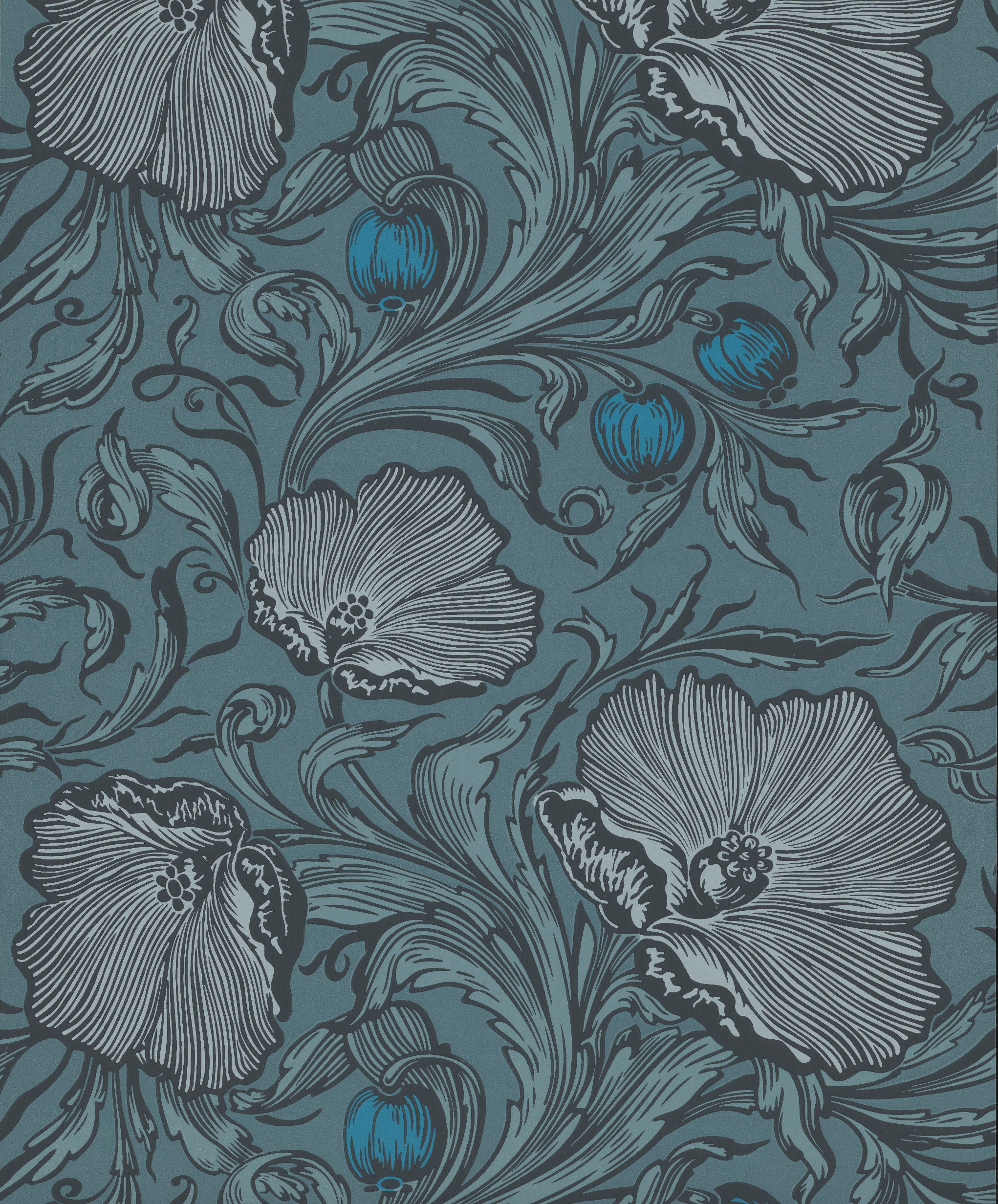 Poppy Trail - Air Force Blue by Little Greene - luxury wallpaper