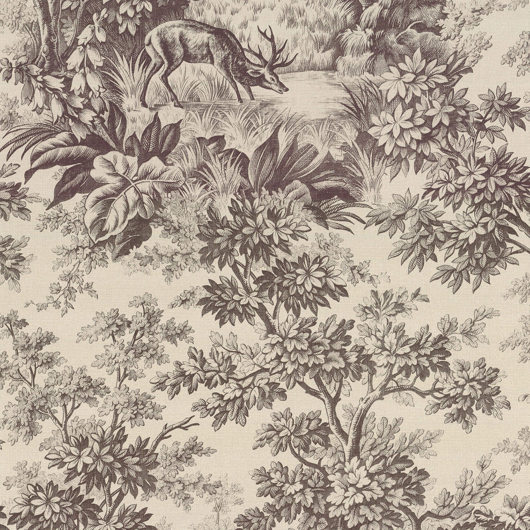 Stag Toile - Chocolat by Little Greene - luxury wallpaper