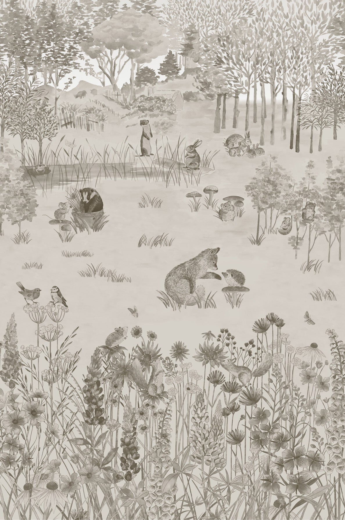 Potter's Woodland - Stone by Little Greene - luxury wallpaper