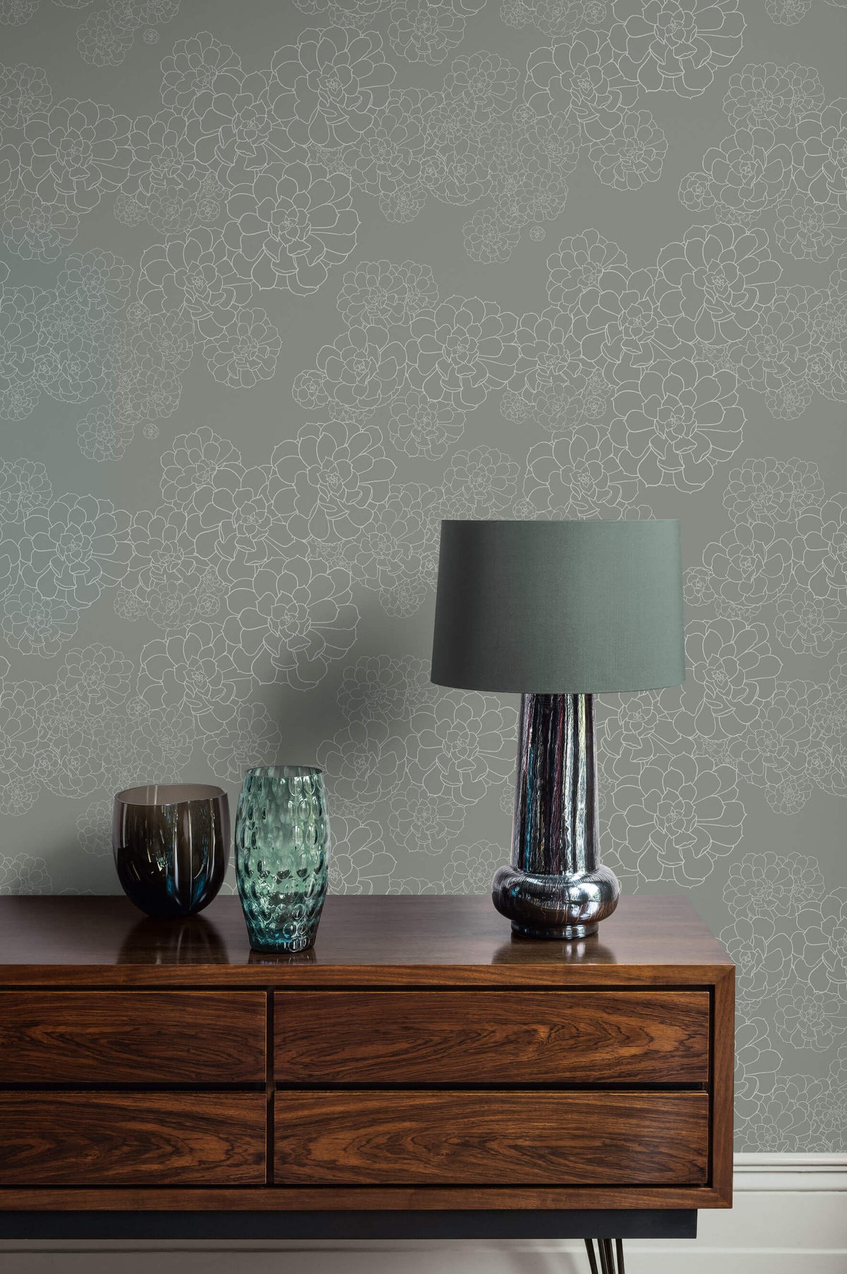 Aeonium - Steel by Paint & Paper Library - luxury wallpaper